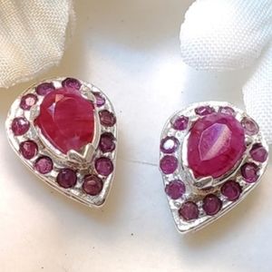 E16 Sterling  Silver Ruby Earrings